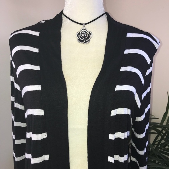 2/$20 Bay Studio Long Stripe Open Front Cardigan LP - Picture 2 of 5